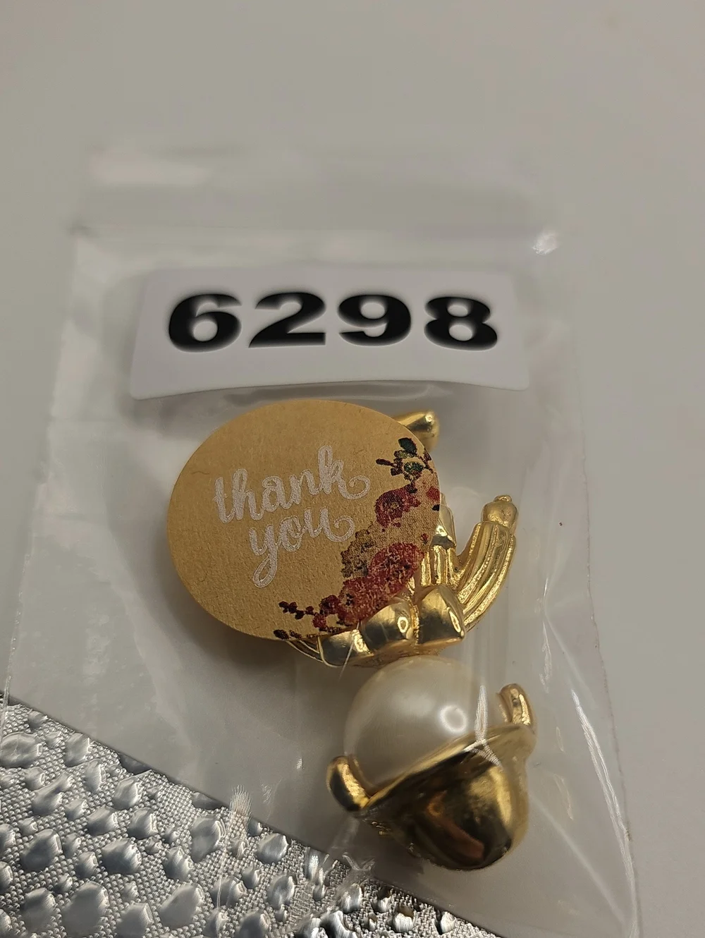 AAI Gold Pearl-Head Kids Pin Brooch - Gold